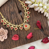 Vriksham Traditional Kerala Palakka Short Neckpiece-Red-12 Palakka-G17251